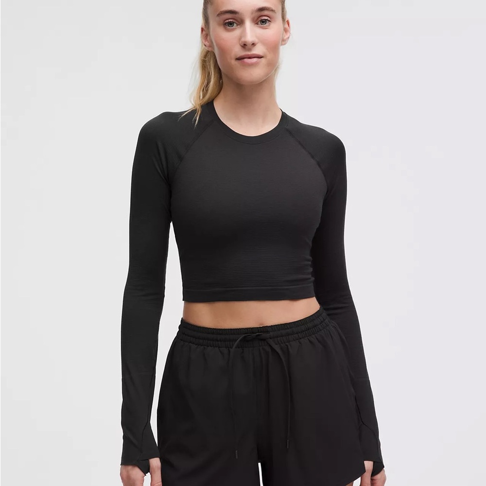 Lululemon Black Swiftly Tech Cropped Long-Sleeve Shirt 2.0